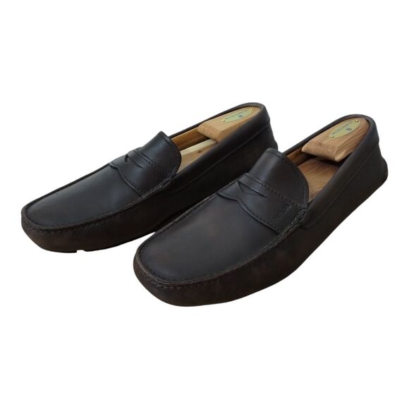 PRADA Men's Leather Slip On Driving‎ Moccasins Loafer Size 7.5 Brown 2DD 001